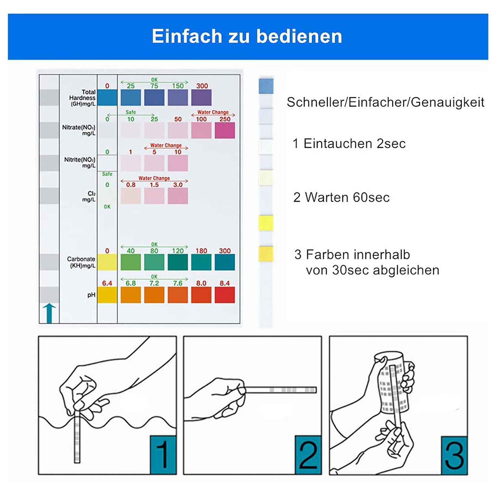 100pcs 6-in-1 Water Quality Te - огляд і ціна Ph Strip Test